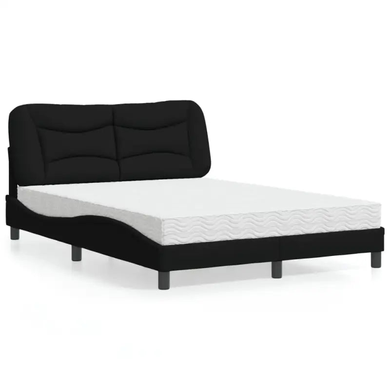 Donkergrijs bed met multiplex lattenbodem en 22d pu-schuim matras - Zwart / 120 x 200 cm - Bedden & bedframes