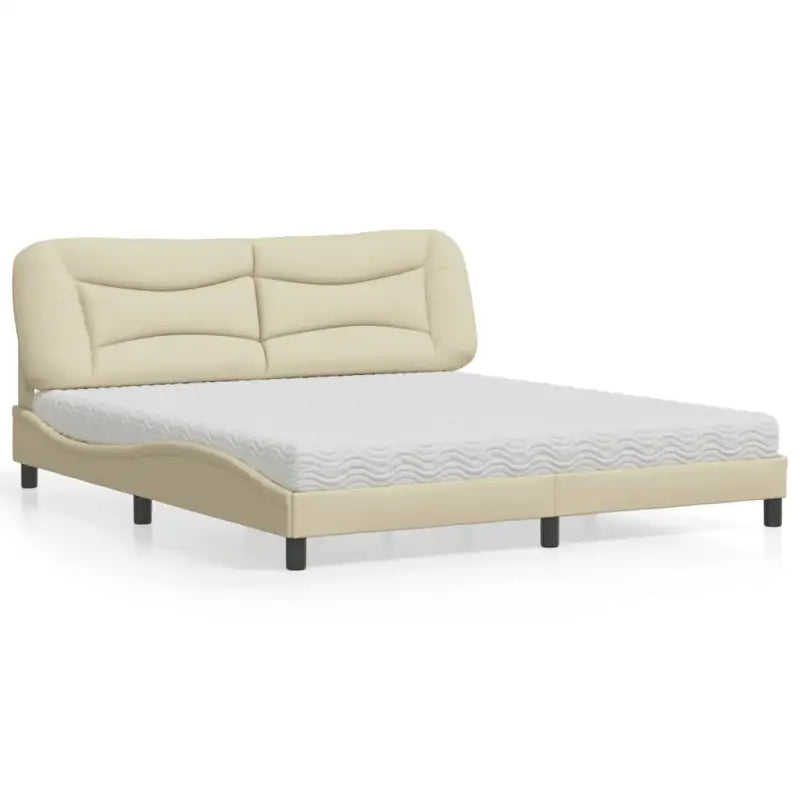 Donkergrijs bed met multiplex lattenbodem en 22d pu-schuim matras - Crème / 180 x 200 cm - Bedden & bedframes