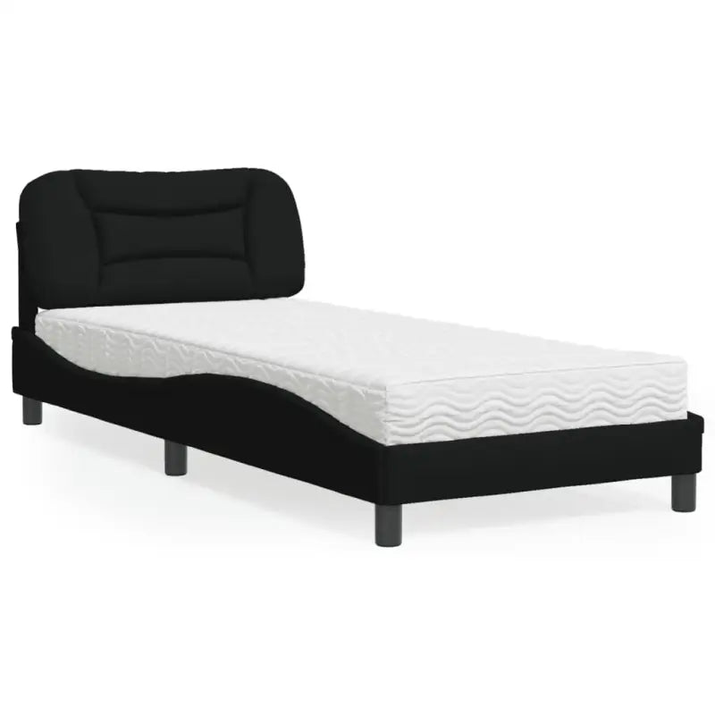 Donkergrijs bed met multiplex lattenbodem en 22d pu-schuim matras - Zwart / 90 x 200 cm - Bedden & bedframes