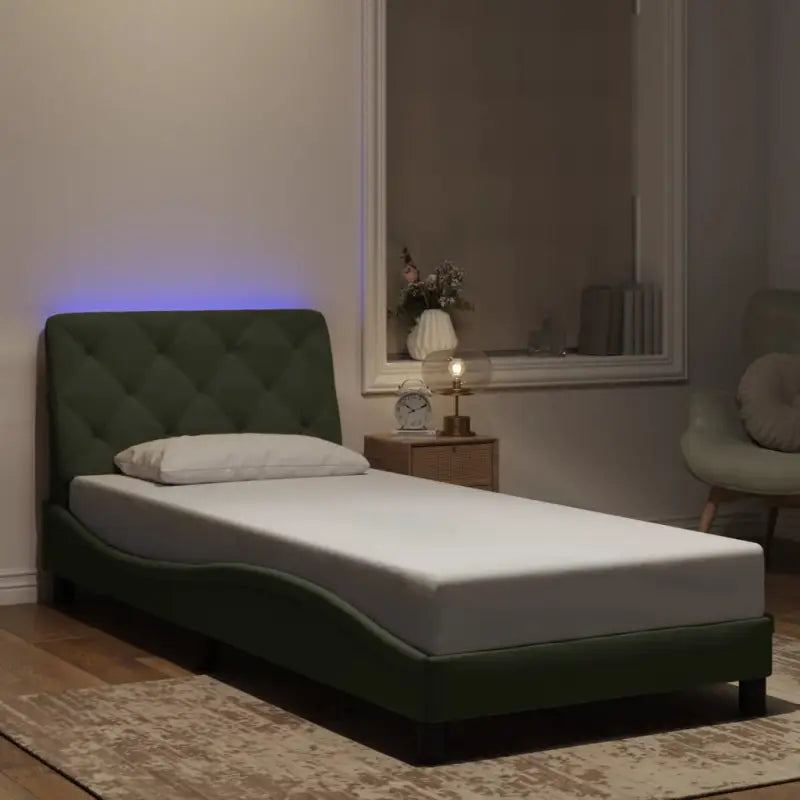 Donkergrijs bedframe met LED-verlichting en multiplex lattenbodem - Lichtgrijs / 80 x 200 cm - Bedden & bedframes