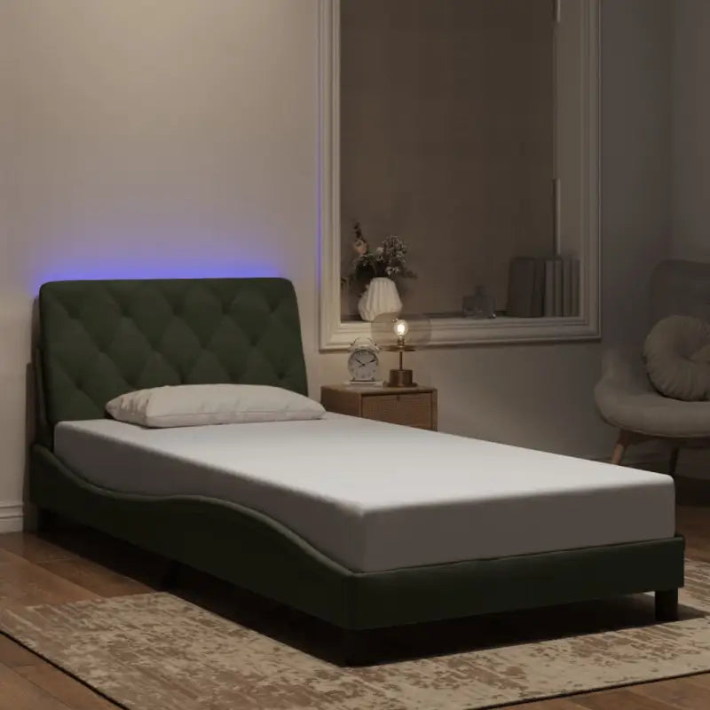 Donkergrijs bedframe met LED-verlichting en multiplex lattenbodem - Lichtgrijs / 100 x 200 cm - Bedden & bedframes