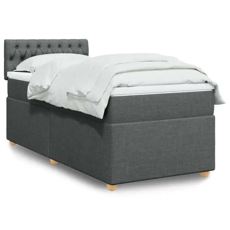 Donkergrijs boxspringbed met ademend vermogen en duurzaam polyester materiaal - Donkergrijs / enkele maat / Getuft