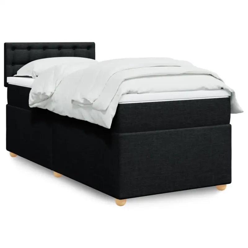 Donkergrijs boxspringbed met ademend vermogen en duurzaam polyester materiaal - Zwart / enkele maat / knoppwn - Bedden
