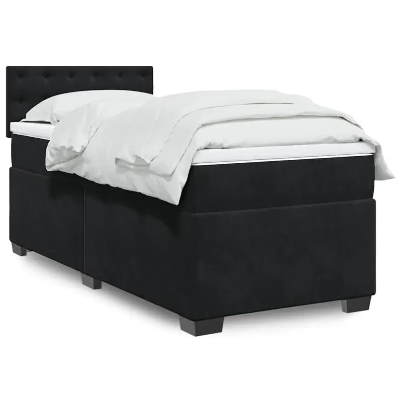 Donkergrijs boxspringbed met zacht fluweel en comfortabel vulling - Donkergrijs / enkele maat / Blok met vierkanten