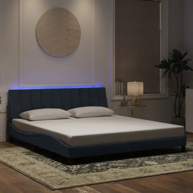 Donkergroen bedframe met LED-verlichting en multiplex lattenbodem - Donkergrijs / 180 x 200 cm - Bedden & bedframes