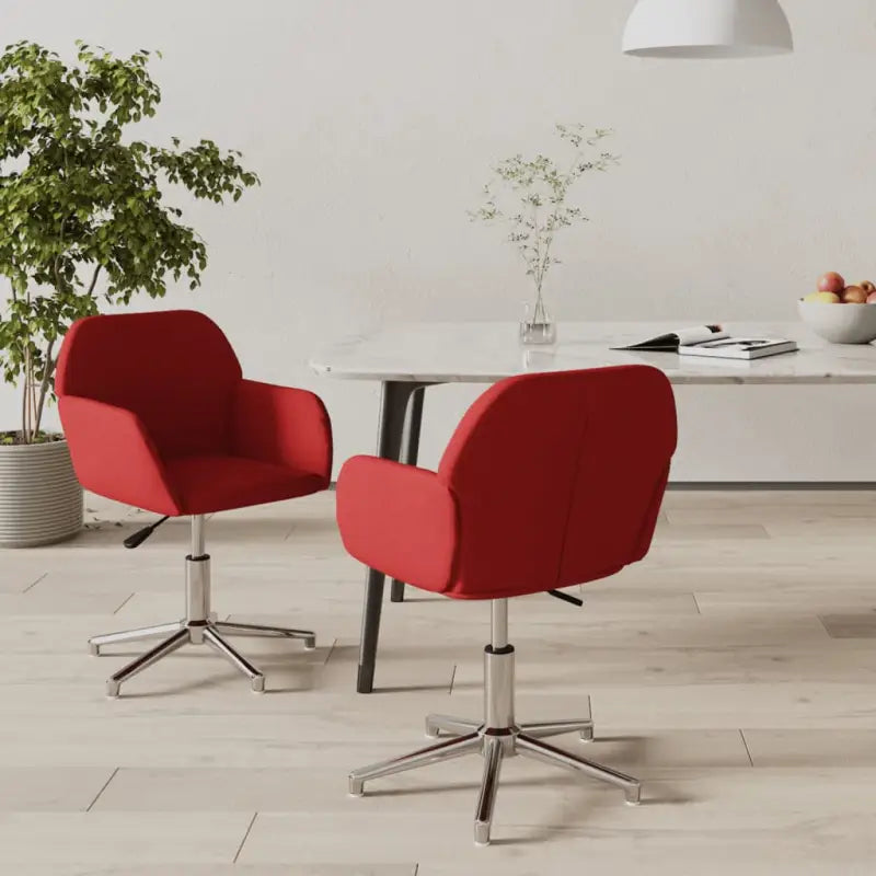 Draaibare Eetkamerstoelen met Elegant en Duurzaam Stoffenontwerp - Wijnrood / 2 - Eetkamerstoelen