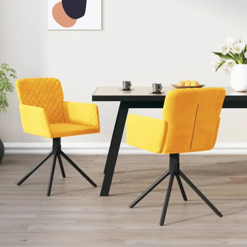 Draaibare eetkamerstoelen met hoogte armleuning en elegant design - Geel / 2 - Eetkamerstoelen