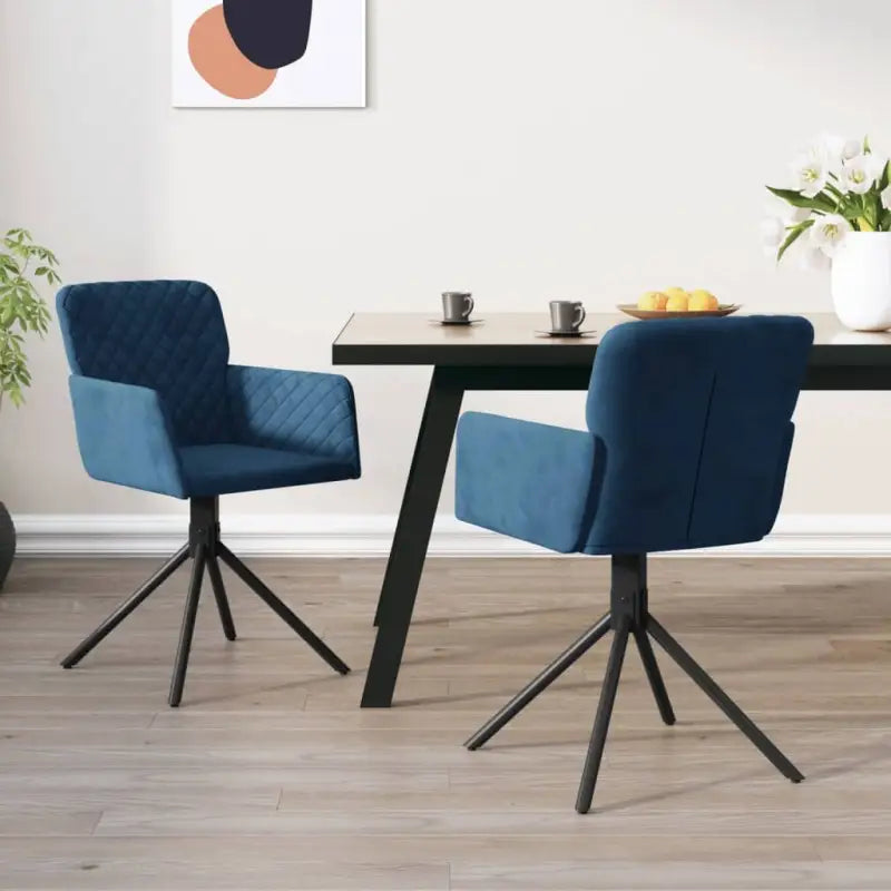 Draaibare eetkamerstoelen met hoogte armleuning en elegant design - Blauw / 2 - Eetkamerstoelen