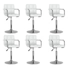 Draaibare Eetkamerstoelen met Modern Ontwerp en Kunstlederen Bekleding - Wit / 6 - Eetkamerstoelen