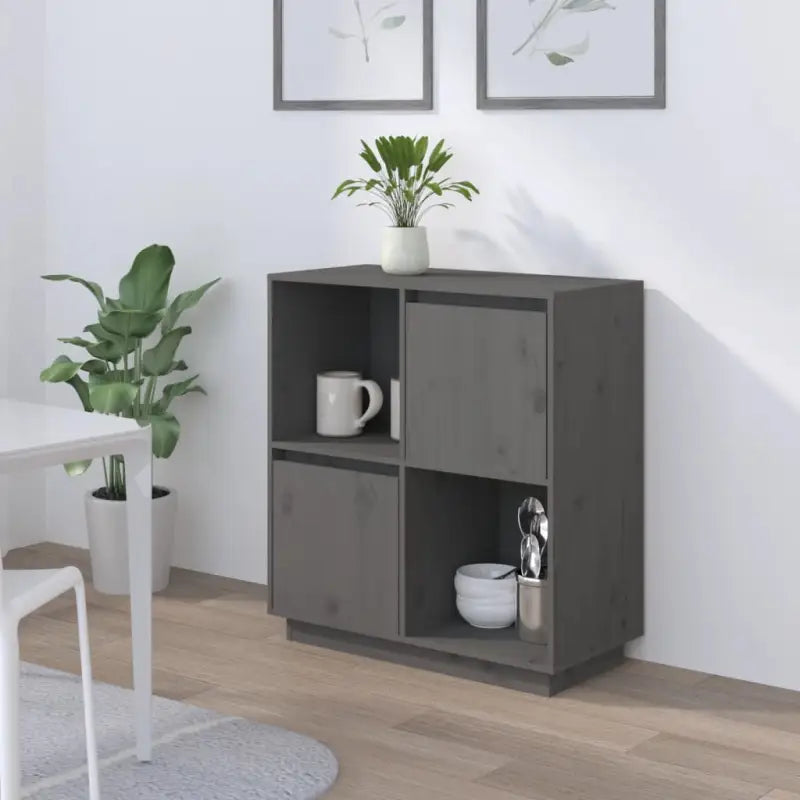 Dressoir in massief grenenhout met trendy ontwerp voor je interieur - Grijs / 1 - Dressoirs & buffetkasten