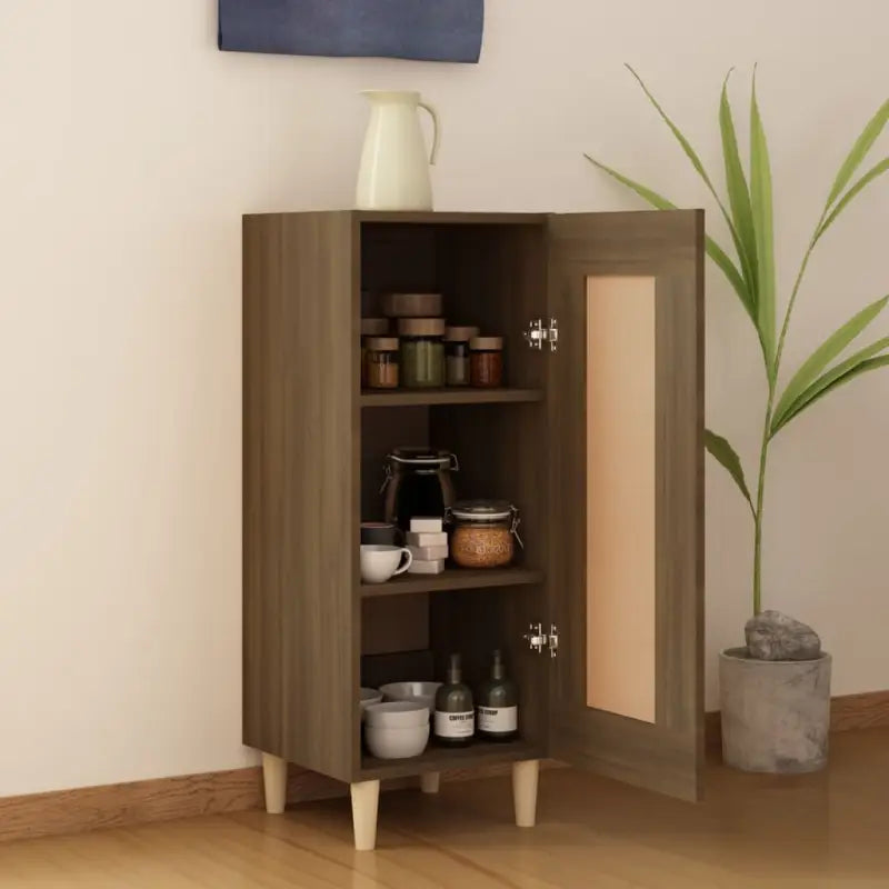Dressoir met bewerkt hout en houten poten voor je kamer - Dressoirs & buffetkasten