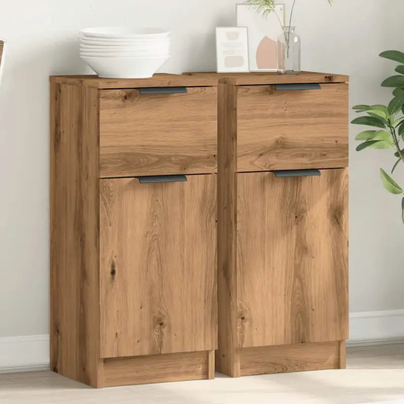 Dressoir met bewerkt hout voor minimalistische charme - artisanaal eikenkleurig / 2 - Dressoirs & buffetkasten