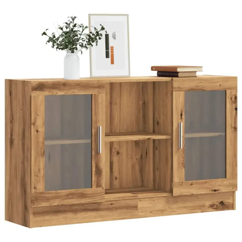 Dressoir van bewerkt hout voor een praktische en stijlvolle kamer - artisanaal eikenkleurig / 1 / Bewerkt hout en glas