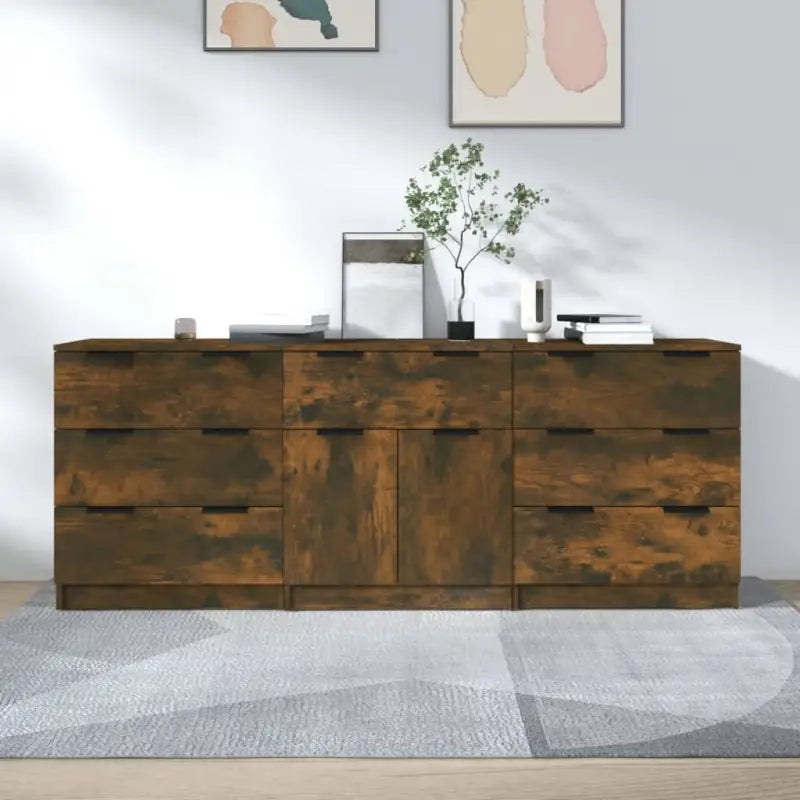 Dressoirs van bewerkt hout gemakkelijk schoon en minimalistisch design - Gerookt eiken / 3 - Dressoirs & buffetkasten