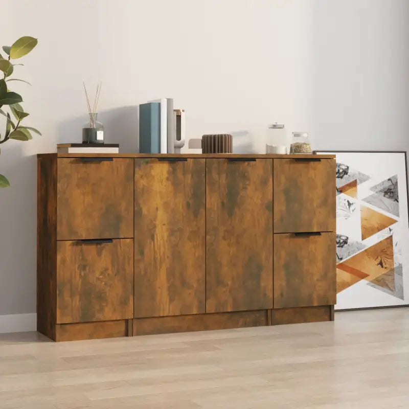 Dressoirs van bewerkt hout gemakkelijk schoon en minimalistisch ontwerp - Gerookt eiken / 3 - Dressoirs & buffetkasten