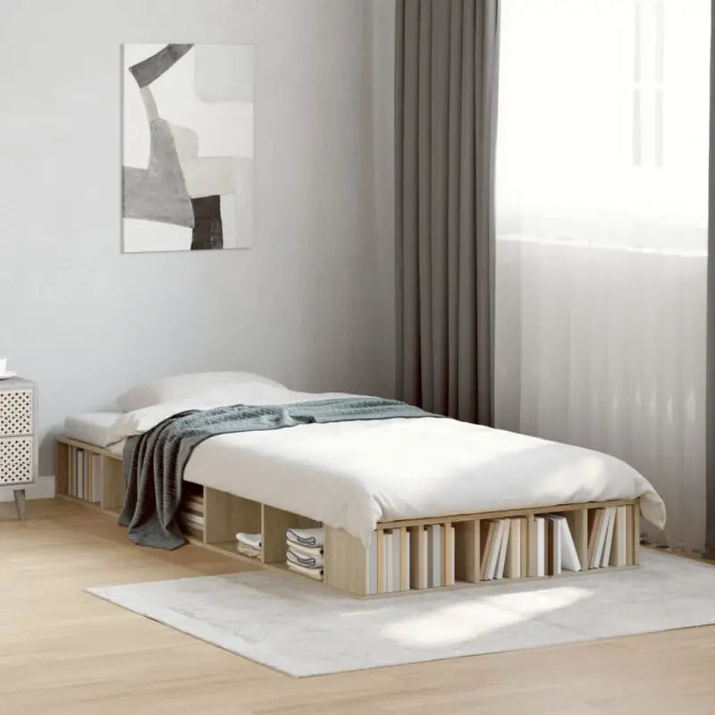 Duurzaam bedframe van bewerkt hout voor een comfortabele slaapkamer - Sonoma eiken / 75 x 190 cm - Bedden & bedframes