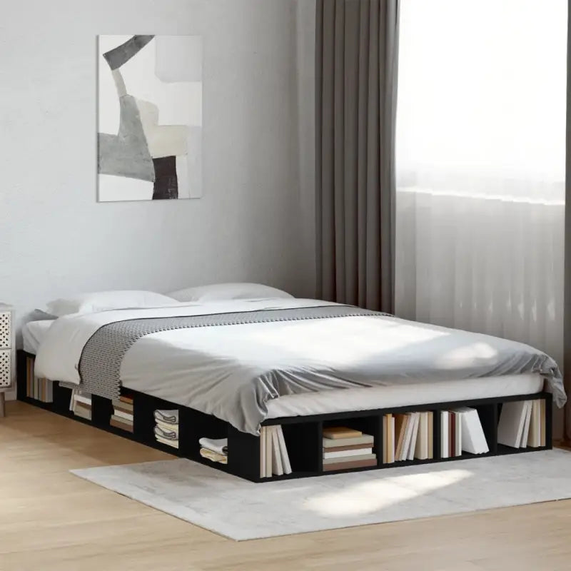 Duurzaam bedframe van bewerkt hout voor een comfortabele slaapkamer - Zwart / 135 x 190 cm - Bedden & bedframes