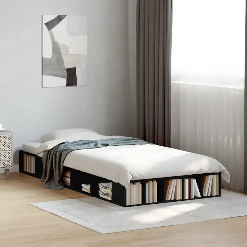 Duurzaam bedframe van bewerkt hout voor een comfortabele slaapkamer - Zwart / 90 x 190 cm - Bedden & bedframes
