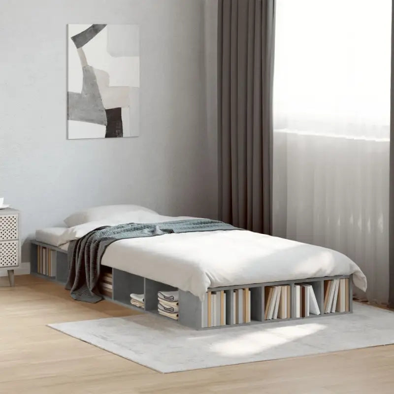 Duurzaam bedframe van bewerkt hout voor een comfortabele slaapkamer - Betongrijs / 90 x 190 cm - Bedden & bedframes