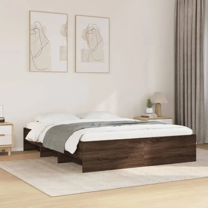 Duurzaam bedframe van bewerkt hout voor een goede nachtrust - bruin eikenkleur / 160 x 200 cm - Bedden & bedframes