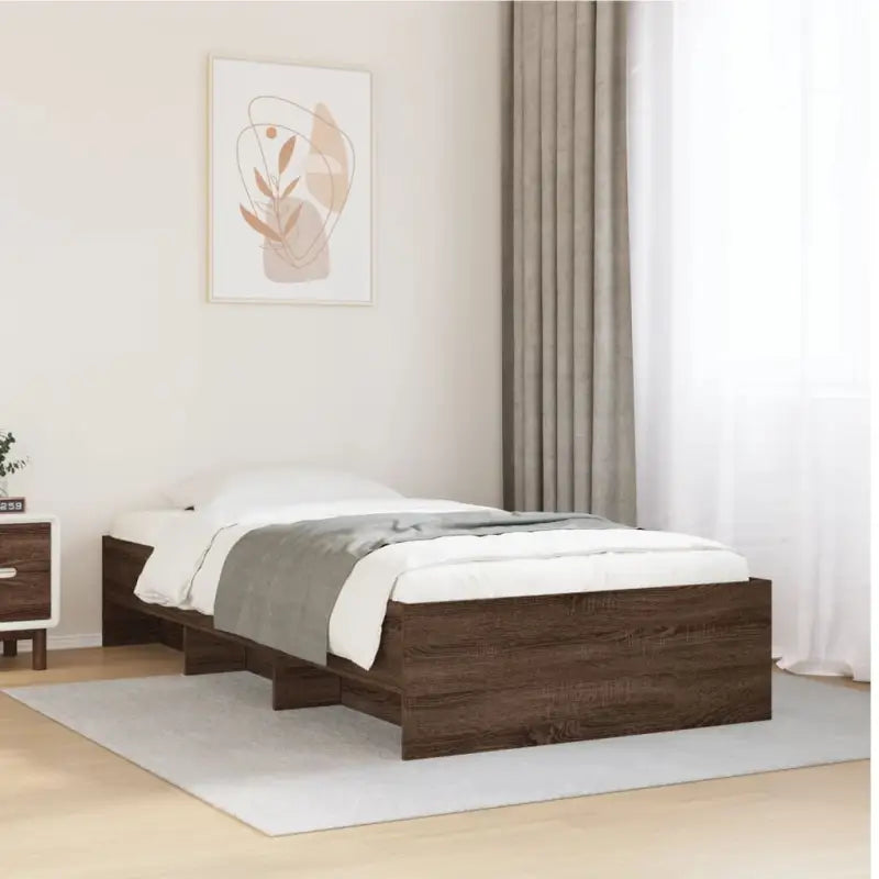 Duurzaam bedframe van bewerkt hout voor een goede nachtrust - bruin eikenkleur / 90 x 200 cm - Bedden & bedframes