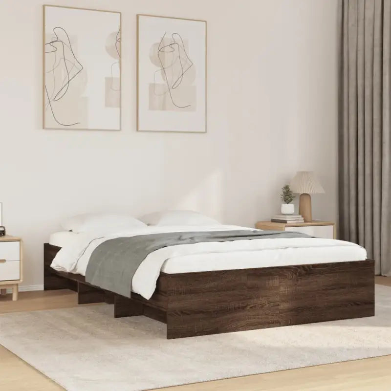 Duurzaam bedframe van bewerkt hout voor een goede nachtrust - bruin eikenkleur / 140 x 190 cm - Bedden & bedframes