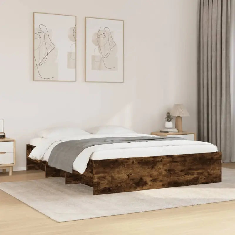 Duurzaam bedframe van bewerkt hout voor een goede nachtrust - Gerookt eiken / 160 x 200 cm - Bedden & bedframes