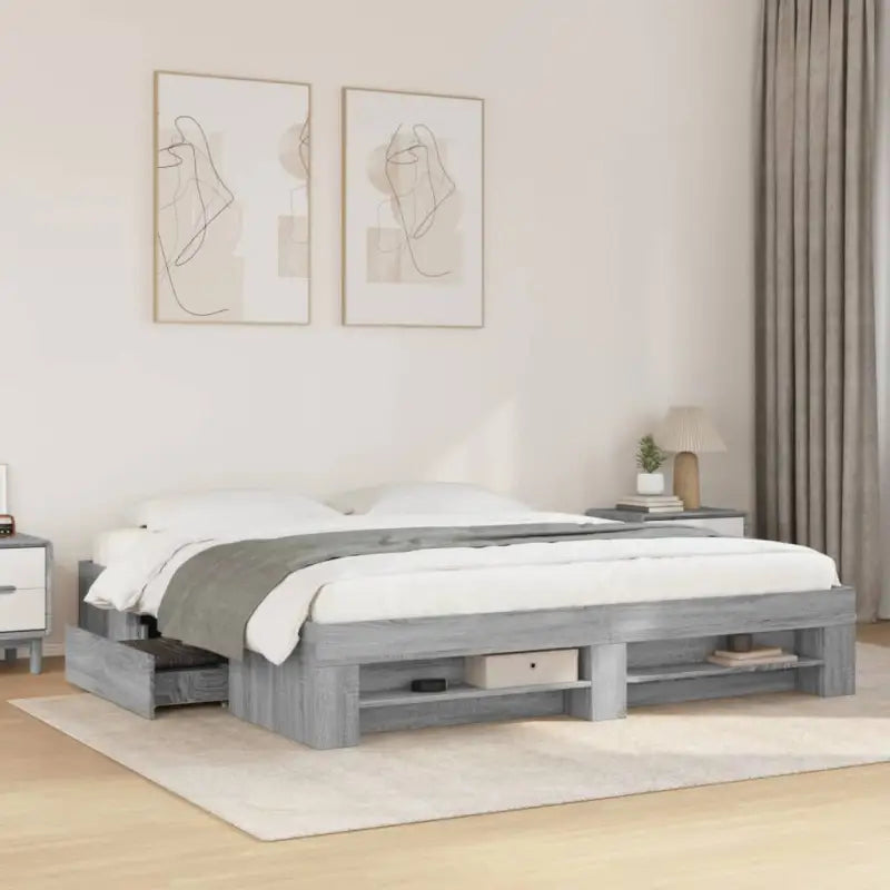 Duurzaam bedframe van bewerkt hout voor een goede nachtrust - Grijs sonoma / 180 x 200 cm - Bedden & bedframes