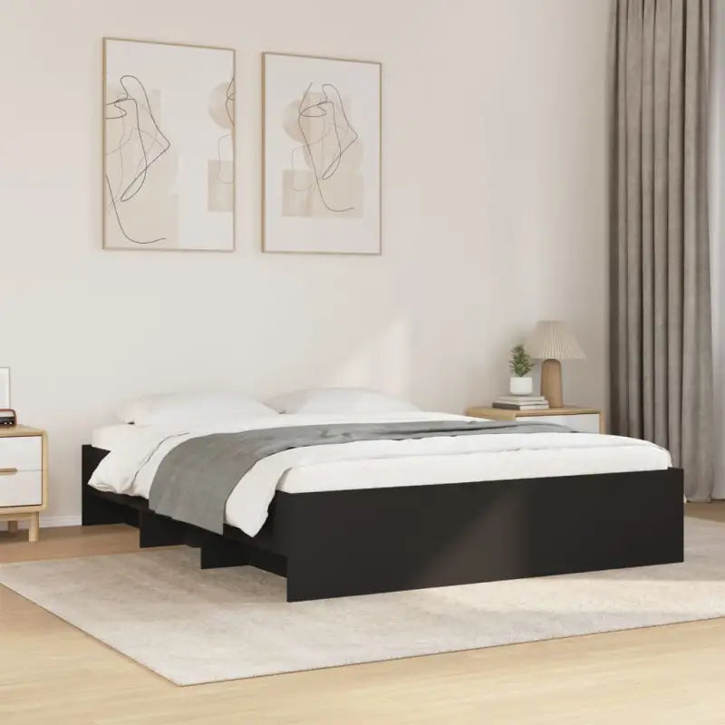 Duurzaam bedframe van bewerkt hout voor een goede nachtrust - Zwart / 160 x 200 cm - Bedden & bedframes