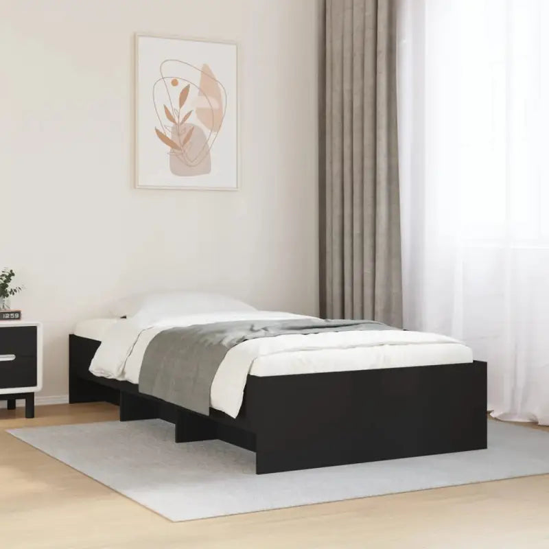 Duurzaam bedframe van bewerkt hout voor een goede nachtrust - Zwart / 100 x 200 cm - Bedden & bedframes