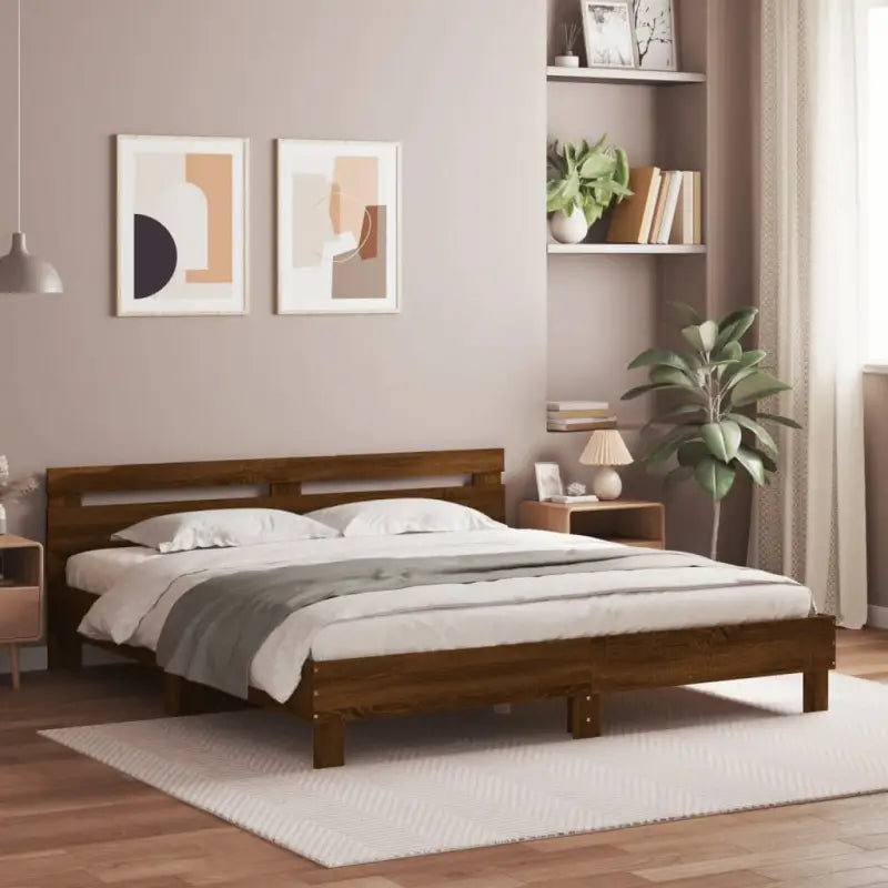 Duurzaam houten bedframe voor een goede nachtrust - bruin eikenkleur / 200 x 200 cm - Bedden & bedframes
