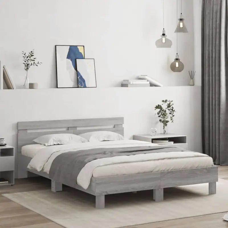 Duurzaam houten bedframe voor een goede nachtrust - Grijs sonoma / 150 x 200 cm - Bedden & bedframes