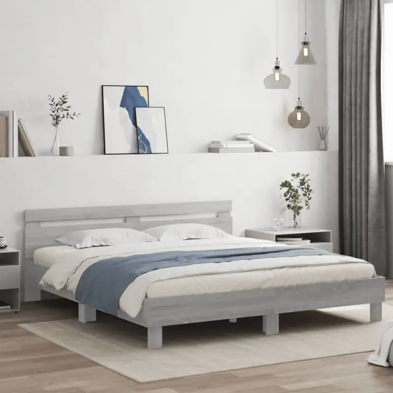 Duurzaam houten bedframe voor een goede nachtrust - Grijs sonoma / 200 x 200 cm - Bedden & bedframes