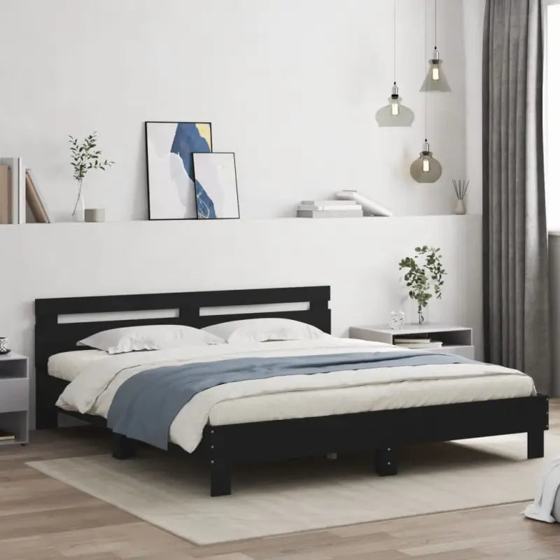 Duurzaam houten bedframe voor een goede nachtrust - Zwart / 200 x 200 cm - Bedden & bedframes