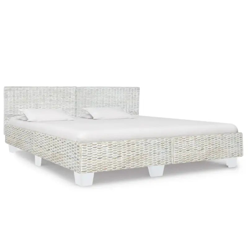 Echt rattan bedframe met geweven structuur voor een exotische look - Grijs / 180 x 200 cm - Bedden & bedframes
