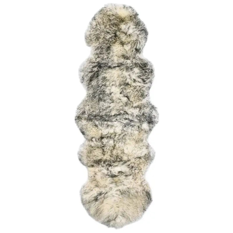 Echt schapenvacht vloerkleed voor een warme en gezellige sfeer - gevlekt donkergrijs / 60 x 180 cm - Vloerkleden