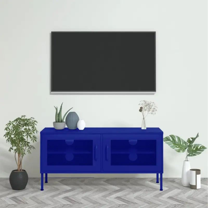 Eenvoudig Tv-meubel met stalen constructie voor je woonkamer - Marineblauw / 1 - Tv-meubels