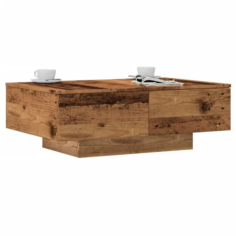 Eenvoudige salontafel van bewerkt hout met elegante afwerking - Oud hout / 90 x 60 x 31 cm / 1 - Salontafels