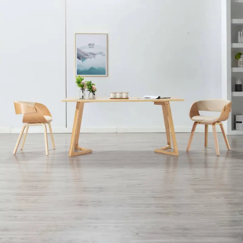 Eetkamerstoel met houten frame en levering bevat comfort en stijl - Crème en lichtbruin / 2 - Eetkamerstoelen