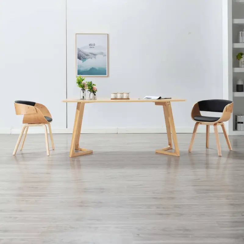 Eetkamerstoel met houten frame en levering bevat comfort en stijl - Zwart en lichtbruin / 1 - Eetkamerstoelen