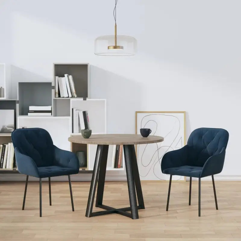 Eetkamerstoelen met hoogte armleuning en elegant fluweel design - Blauw / 2 - Eetkamerstoelen