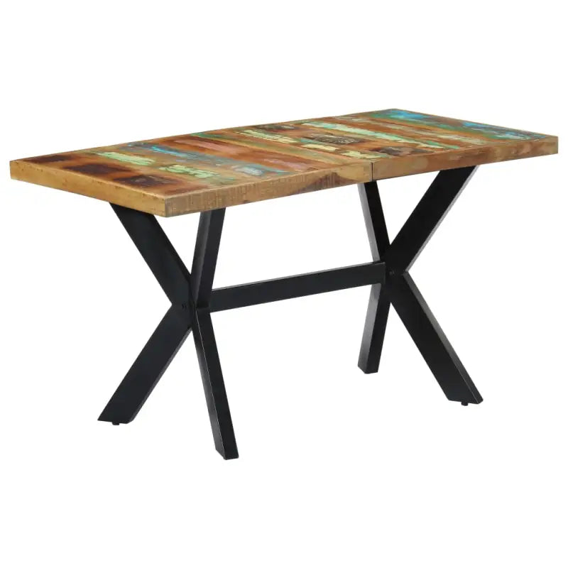 Eettafel met massief mangohout en stalen poten in moderne stijl - Multikleur / 140 x 70 x 75 cm / 1 - Eettafels