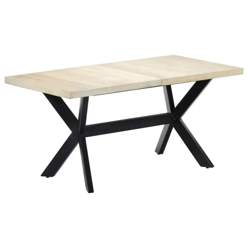 Eettafel met massief mangohout en stalen poten in moderne stijl - Wit / 160 x 80 x 75 cm / 1 - Eettafels