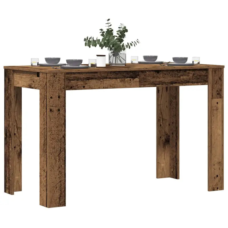 Eettafel van bewerkt hout met eenvoudig ontwerp en vochtige doek onderhouden - Oud hout / 1 - Eettafels