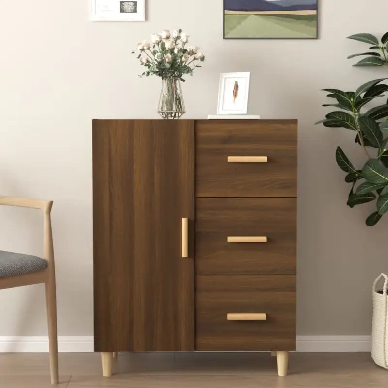 Elegant dressoir van bewerkt hout dat gemakkelijk schoon te maken - bruin eikenkleur / 1 - Dressoirs & buffetkasten