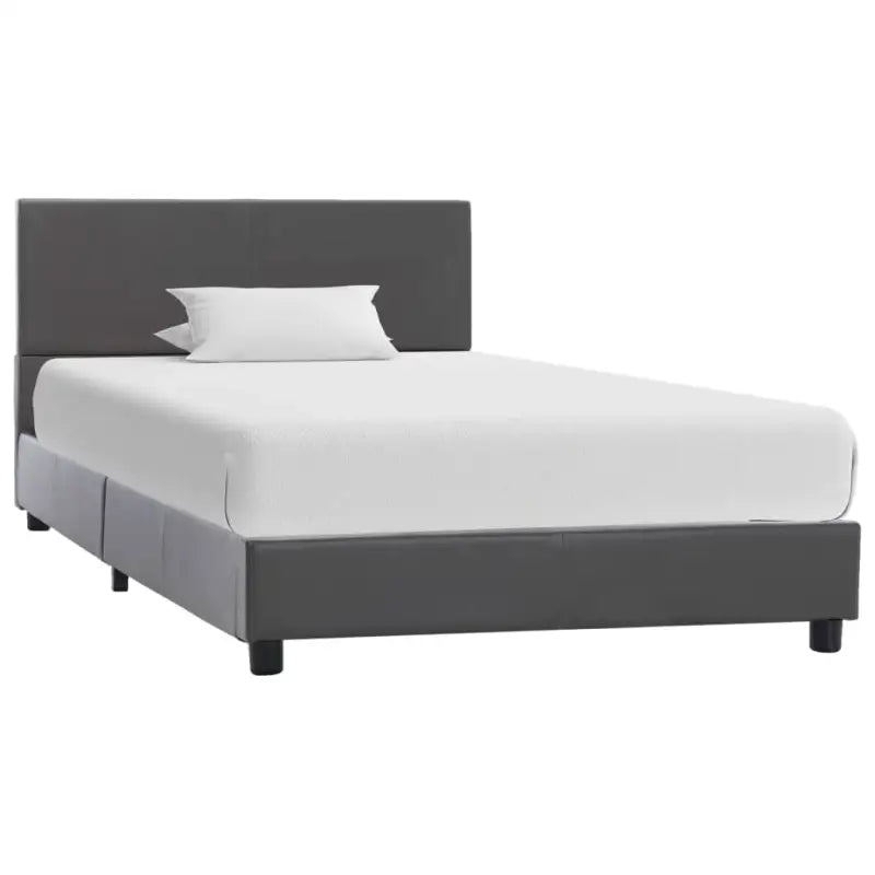 ELEGANT KUNSTSUÉDE BEDFRAME MET COMFORTABEL HOUBORD - Grijs / 90 x 200 cm - Bedden & bedframes