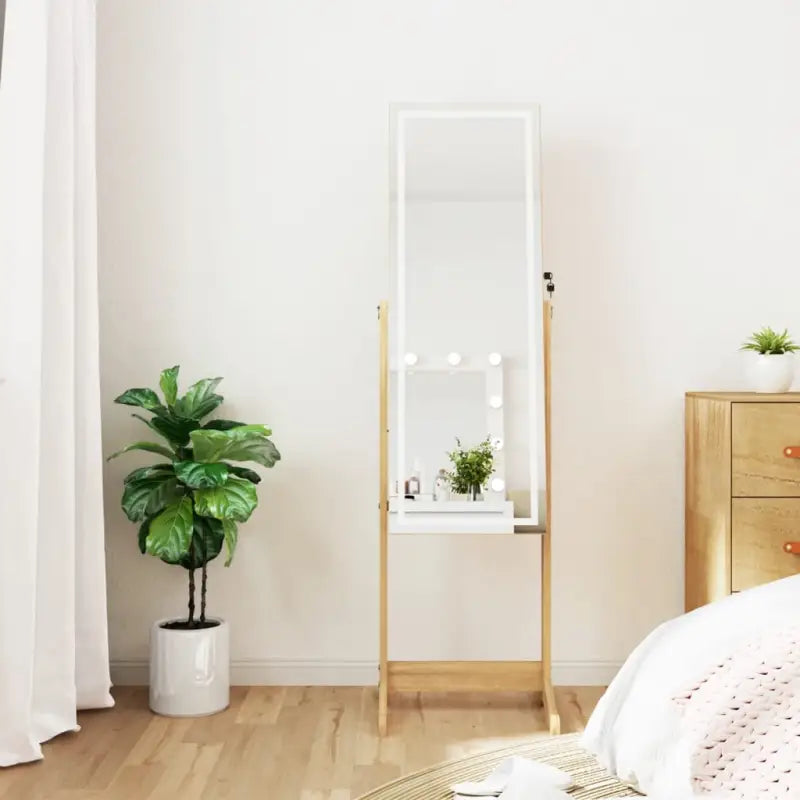 Elegant sieradenkast met LED-verlichting en bewerkt hout - Bruin / 1 - Spiegels