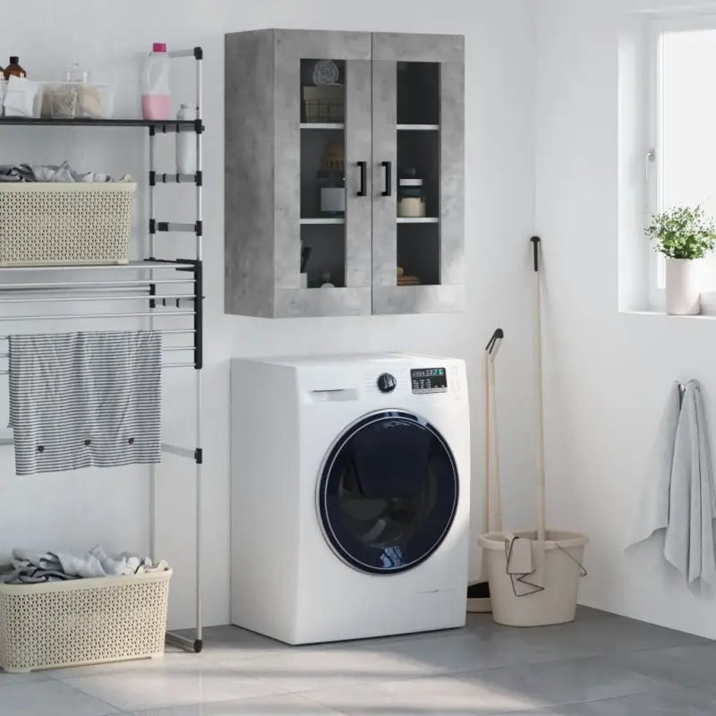 Elegant wandkast van bewerkt hout voor een tijdloze interieur uitstraling - Betongrijs / 1 - Dressoirs & buffetkasten