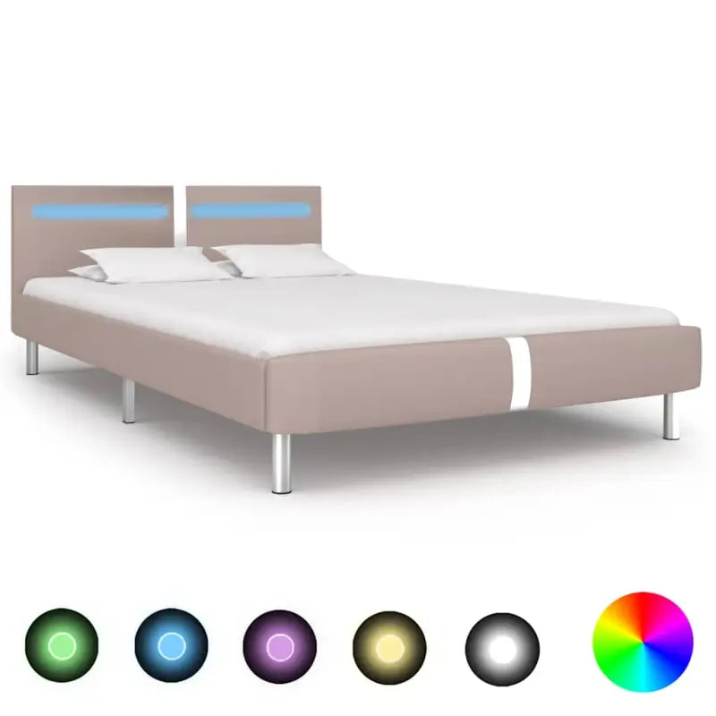 Elegante bedframe met kleurveranderende LED-verlichting - Cappuccino / 135 x 190 cm - Bedden & bedframes