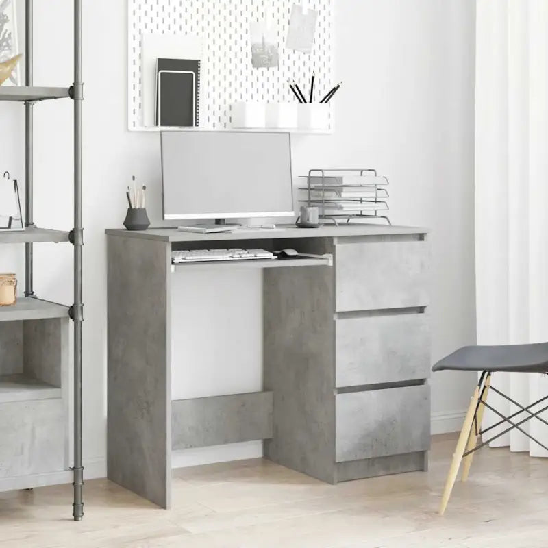Elegante bureau van bewerkt hout met hoogglans wit afwerking - Betongrijs - Bureaus